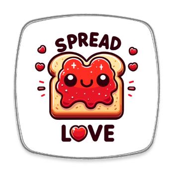 Spread Love Toast Hearts - Square fridge magnet - white - Front