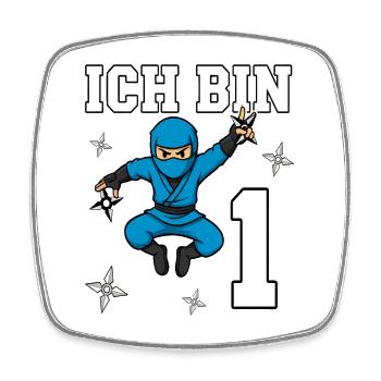 I'm 1 Ninja 1st Birthday Blue Karate - Square fridge magnet - white - Front