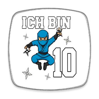 Ich bin 10 Ninja 10. Geburtstag blau - Viereckiger Kühlschrankmagnet - Weiß - Vorne