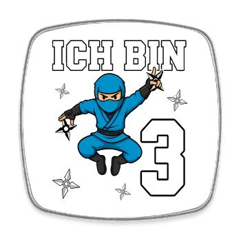 Ich bin 3 Ninja 3. Geburtstag blau Karate - Viereckiger Kühlschrankmagnet - Weiß - Vorne