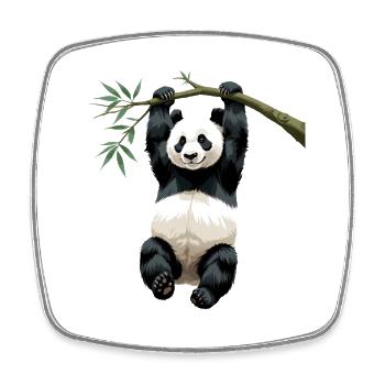 Hanging Panda Bamboo Branch - Square fridge magnet - white - Front