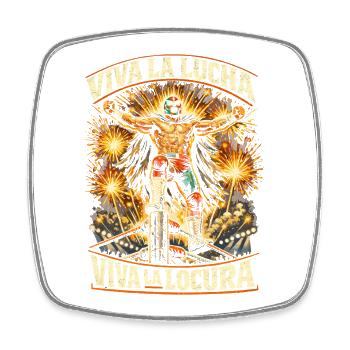 Lucha Libre Luchador Viva La Lucha Locura - Viereckiger Kühlschrankmagnet - Weiß - Vorne