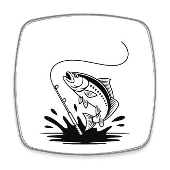 Hooked On Fishing - Angler Spruch - Square fridge magnet - white - Front