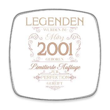 25th Birthday Gift March 2001 Vintage Retro - Square fridge magnet - white - Front
