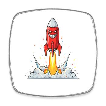 Wütender Raketen-Comic-Charakter - Viereckiger Kühlschrankmagnet - Weiß - Vorne