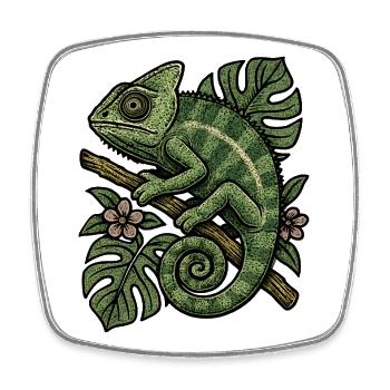 Chameleon im Blattreich - Viereckiger Kühlschrankmagnet - Weiß - Vorne