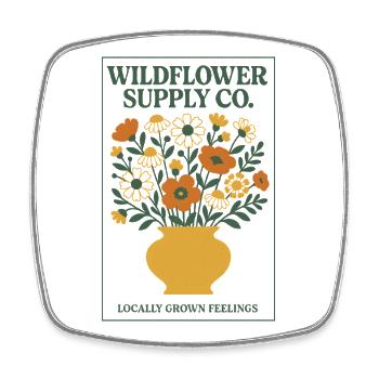 Wildflower Supply Co. | Locally Grown - Viereckiger Kühlschrankmagnet - Weiß - Vorne