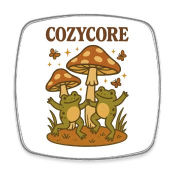 Cozycore Frogs & Mushrooms | Cottagecore - Square fridge magnet - white - Front