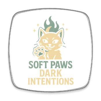 Pattes douces, intentions sombres | Cat - Magnet carré - blanc - Devant