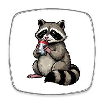 Cute Raccoon Feralcore Cartoon Shirt - Square fridge magnet - white - Front