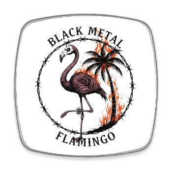 Black Metal Flamingo - Gothique Métal Flamant Rose - Magnet carré - blanc - Devant