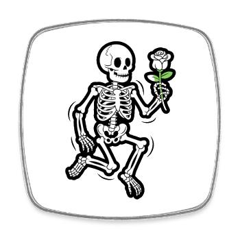 Squelette dansant avec Rose Halloween drôle - Magnet carré - blanc - Devant