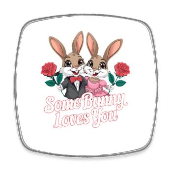 Un lapin t’aime Couple de lapins adore - Magnet carré - blanc - Devant