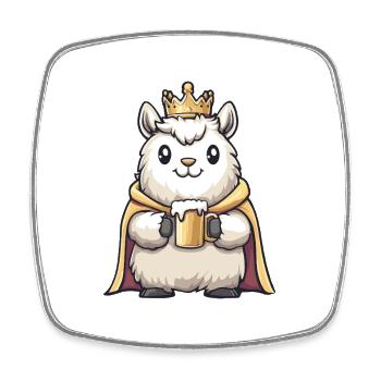 Roi de la bière alpaga lama - Magnet carré - blanc - Devant