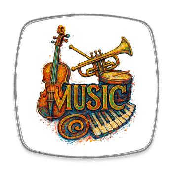 Musikinstrumente Vintage-Collagekunst - Viereckiger Kühlschrankmagnet - Weiß - Vorne