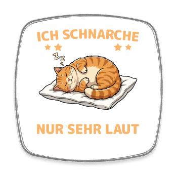 Chat endormi, animal fatigué qui se câline - Magnet carré - blanc - Devant