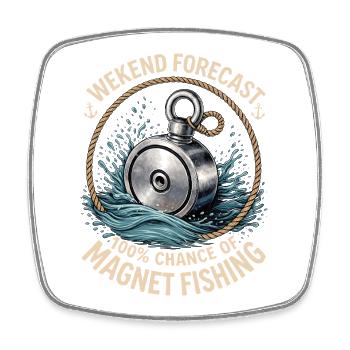 Prédiction du week-end 100 - Chance de pêche magnétique - Magnet carré - blanc - Devant