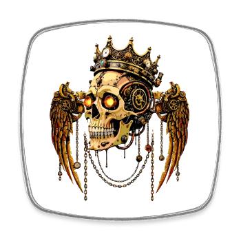 COURONNE DE CRÂNE STEAMPUNK - Magnet carré - blanc - Devant