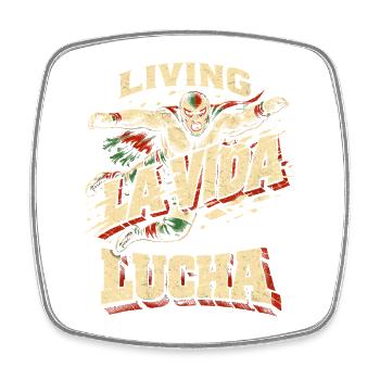 Lucha Libre Luchador Living La Vida Lucha - Viereckiger Kühlschrankmagnet - Weiß - Vorne
