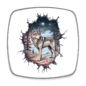 Wolf - Square fridge magnet - white - Front