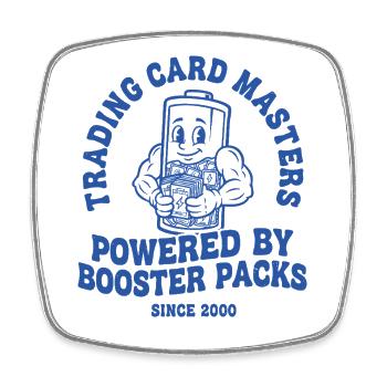 Sammelkartenmeister angetrieben von Booster-Packs - Viereckiger Kühlschrankmagnet - Weiß - Vorne