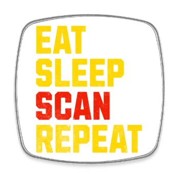 Geschenk T-Shirt Verkäufer EAT SLEEP SCAN REPEAT - Viereckiger Kühlschrankmagnet - Weiß - Vorne
