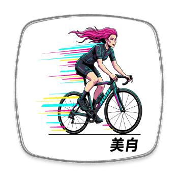 Neon-Sprint-Radfahrer - Viereckiger Kühlschrankmagnet - Weiß - Vorne