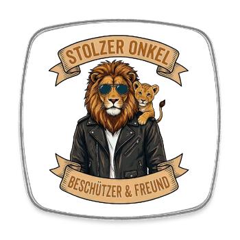 Lion Uncle: Protector & Friend - Square fridge magnet - white - Front