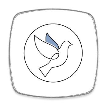 Minimalist Dove of Peace Blue Wing - Square fridge magnet - white - Front