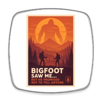 Bigfoot hat mich gesehen | Outdoor Humor - Viereckiger Kühlschrankmagnet - Weiß - Vorne
