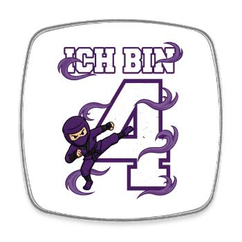 I'm 4 Ninja 4th Birthday Purple Karate - Square fridge magnet - white - Front