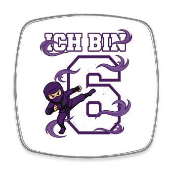 I'm 6 Ninja 6th Birthday Purple Karate - Square fridge magnet - white - Front