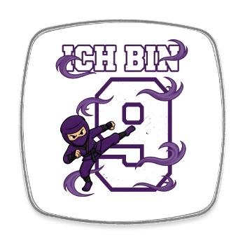 I'm 9 Ninja 9th Birthday Purple Karate - Square fridge magnet - white - Front