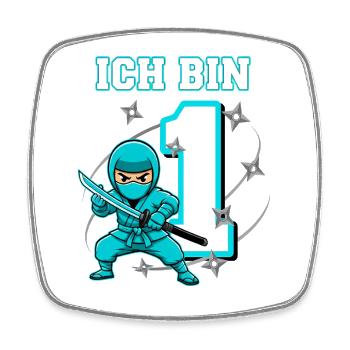 I'm 1 Ninja 1st Birthday Turquoise - Square fridge magnet - white - Front