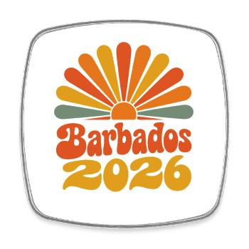 Barbados 2026 Sunburst - Square fridge magnet - white - Front