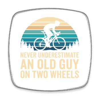 Motif de silhouette de cycliste à rayures de coucher de soleil - Magnet carré - blanc - Devant