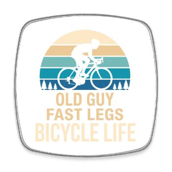 Old Guy Fast Legs Bicycle Life Retro - Square fridge magnet - white - Front