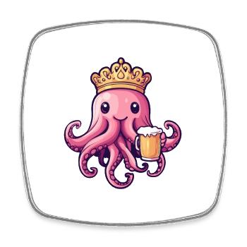 Jellyfish Beer King - Square fridge magnet - white - Front