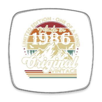 Cadeau d’anniversaire vintage original de 1986 - Magnet carré - blanc - Devant