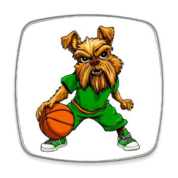 Yorkie Terrier Basketball - Viereckiger Kühlschrankmagnet - Weiß - Vorne