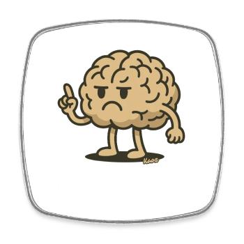 Brain figure with raised index finger - Square fridge magnet - white - Front