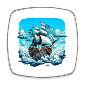 Piratenschiff über Wolkenmeer - Viereckiger Kühlschrankmagnet - Weiß - Vorne