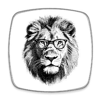 Löwe mit Brille - Viereckiger Kühlschrankmagnet - Weiß - Vorne