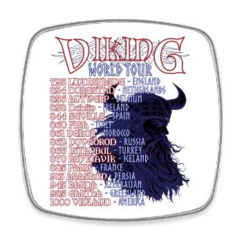 Tournée mondiale de la mythologie nordique du Valhalla viking - Magnet carré - blanc - Devant