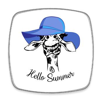 Hello Summer Giraffe Blue Sun Hat Animal Design - Viereckiger Kühlschrankmagnet - Weiß - Vorne