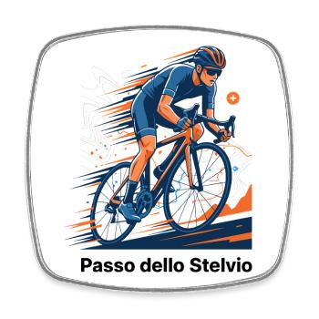 Passo Dello Stelvio Cyclist Sprint Neon Motion - Viereckiger Kühlschrankmagnet - Weiß - Vorne
