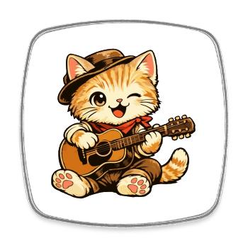 chat_guitare - Magnet carré - blanc - Devant