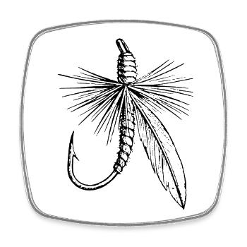 Fly Fishing Vintage Dry Fly Fly Binder - Square fridge magnet - white - Front