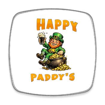 Happy Paddy's - Leprechaun with Beer and Gold - Viereckiger Kühlschrankmagnet - Weiß - Vorne