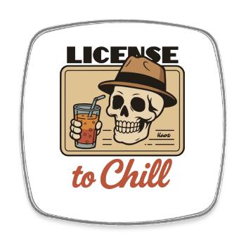 Skull ID Card with License to Chill - Square fridge magnet - white - Front